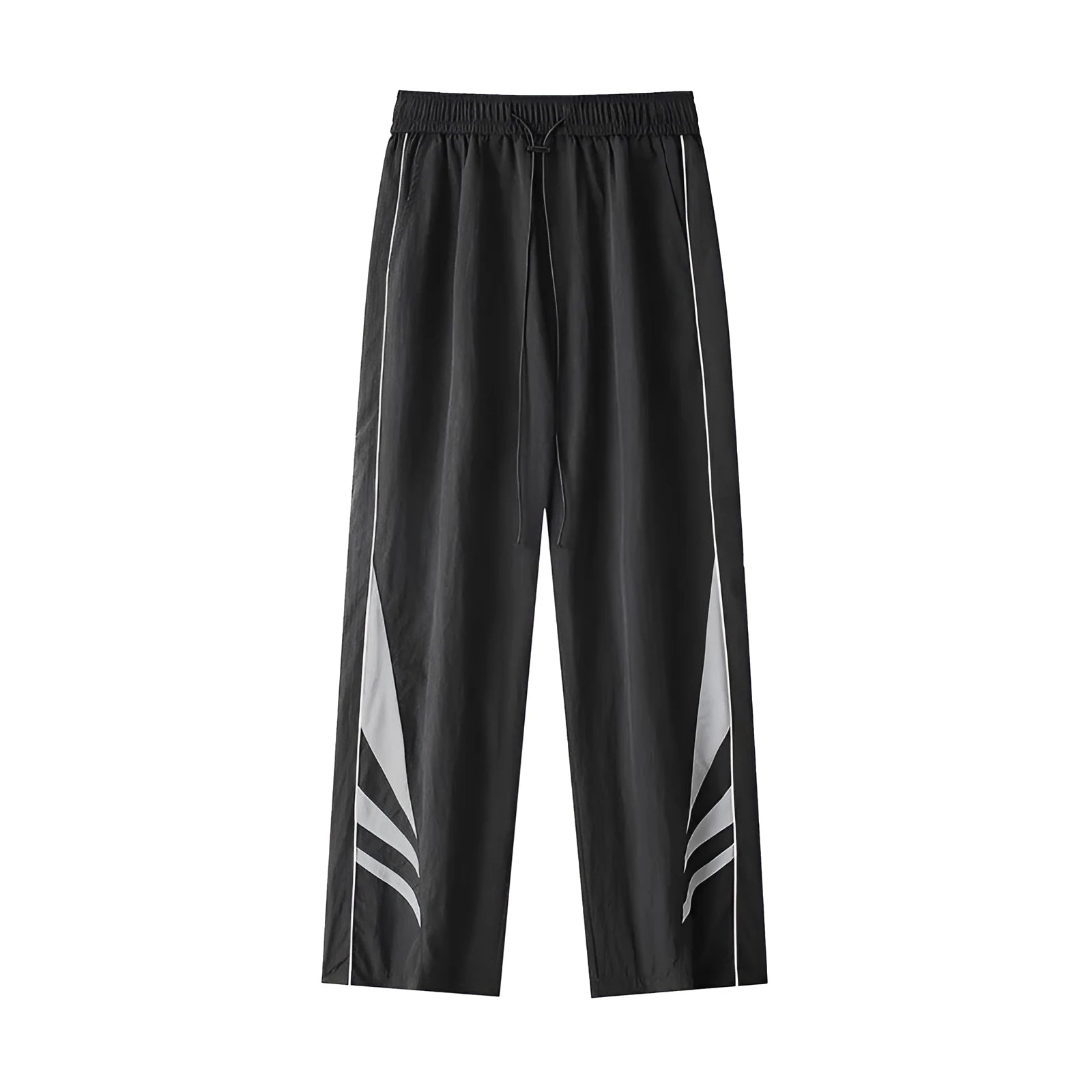 Men's grey straight leg casual trousers with elastic waist for plus size summer sports wear