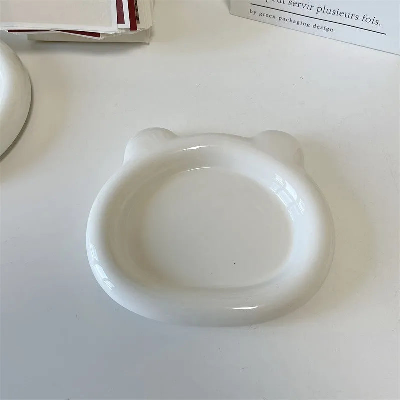 White ceramic plate with bear or doodle design in 15cm or 20cm round size