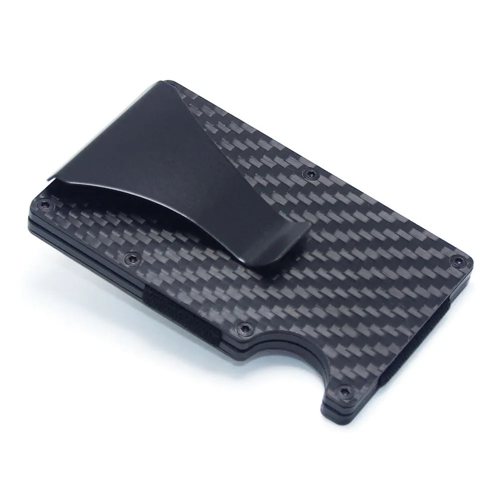 Carbon fibre card holder wallet with geometric design in multiple finish options