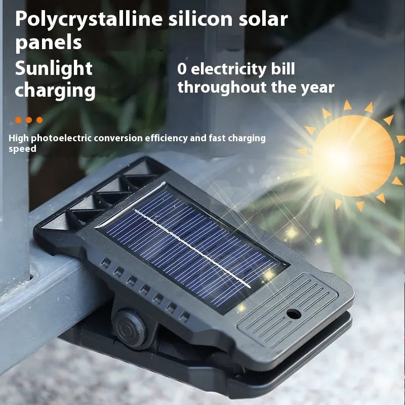 Compact motion-activated clip lamp with IP65 rating and battery power