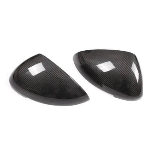Pair of black true carbon fibre rearview mirror covers for Porsche Macan
