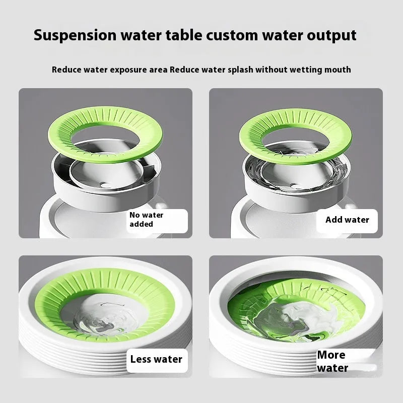 Pet suspension water bowl in blue, green or brown with non-wet mouth design for dogs and cats
