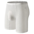Men's solid colour lace boxer shorts with a hip-lifting design in light purple