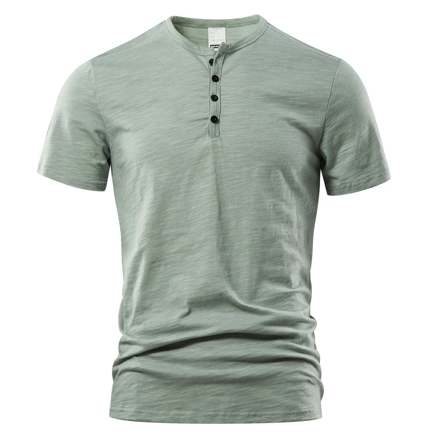 Men's slub cotton short sleeve t-shirt in denim blue on a mannequin