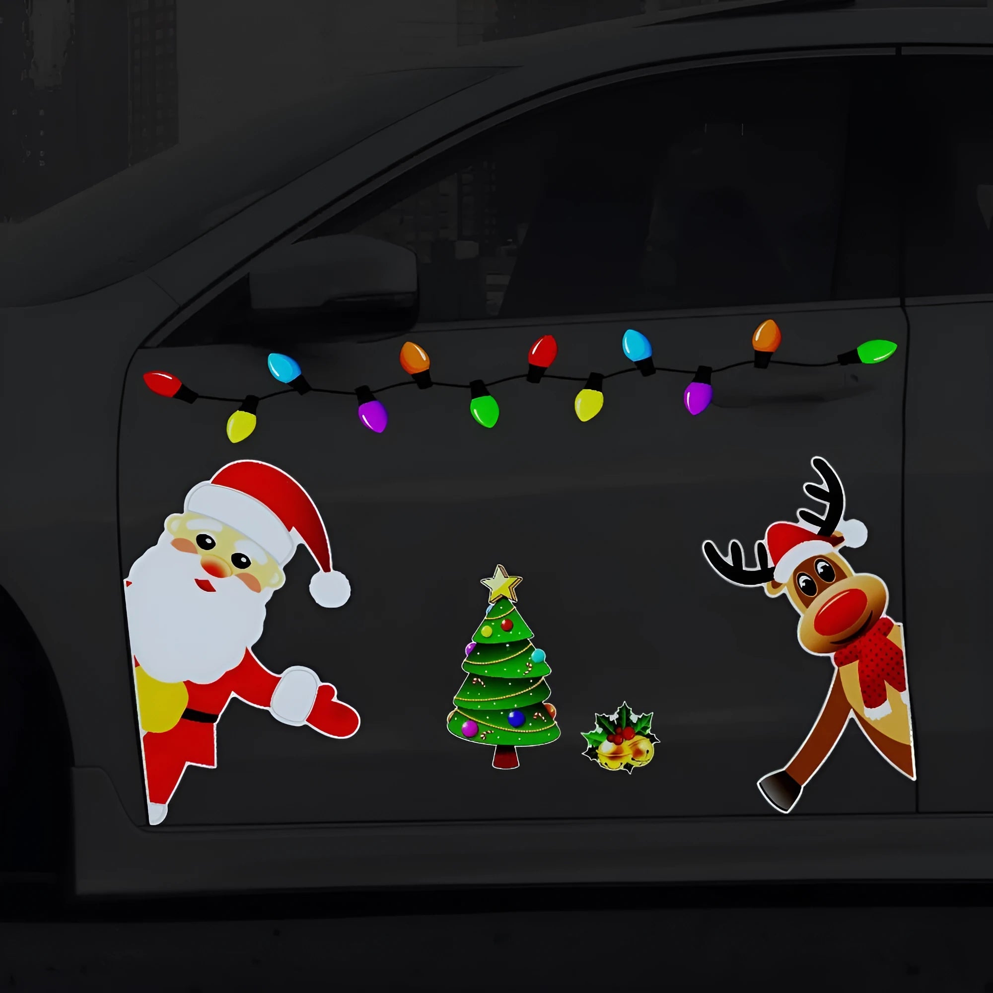 Reflective Christmas elk magnetic car decoration sticker with cartoon design in RFM025 colour