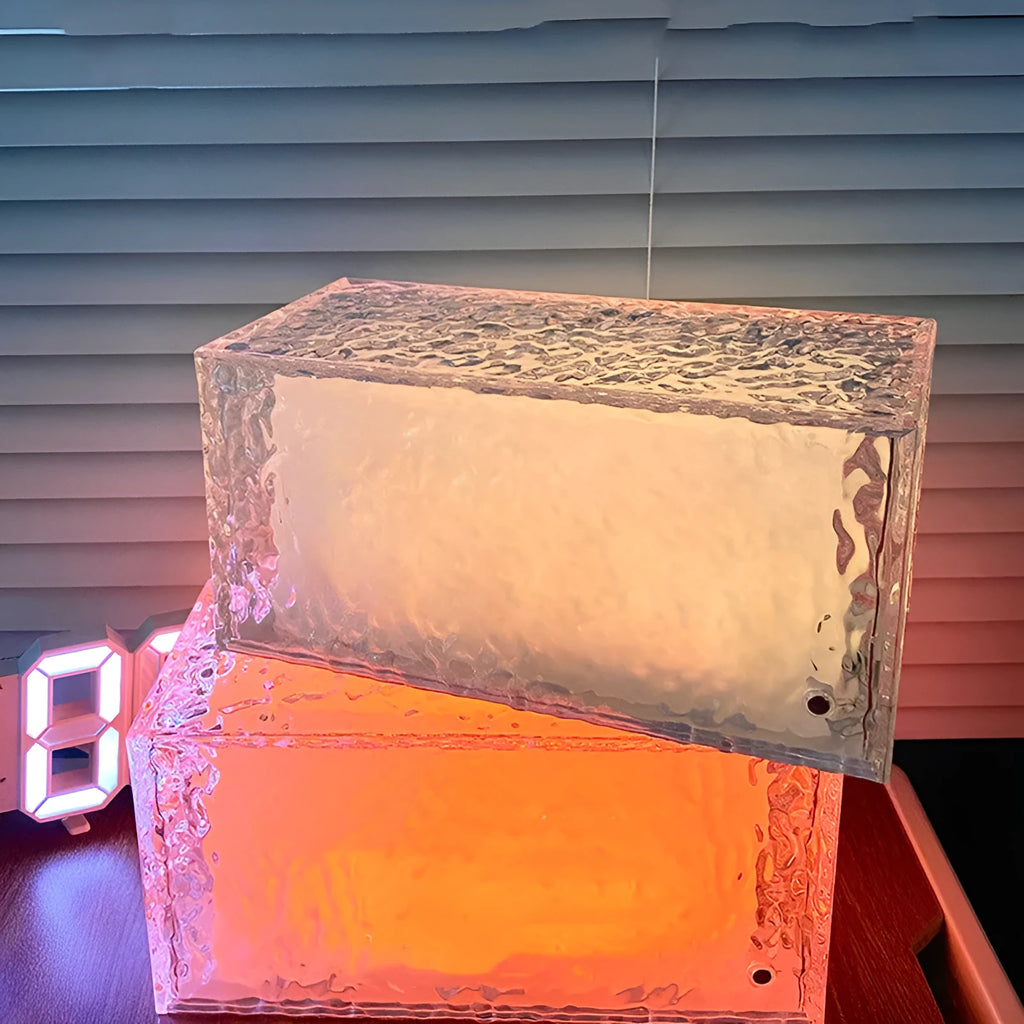 Clear acrylic geometric ice cube night lamp with soft LED illumination