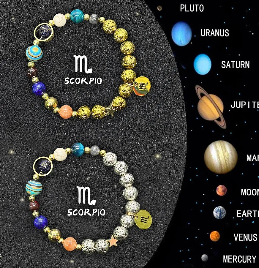 Natural stone beaded bracelets with Chinese zodiac animal designs on elastic cords