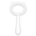 Blue and white dual-sided pet grooming brush with ergonomic handle for cats and dogs.