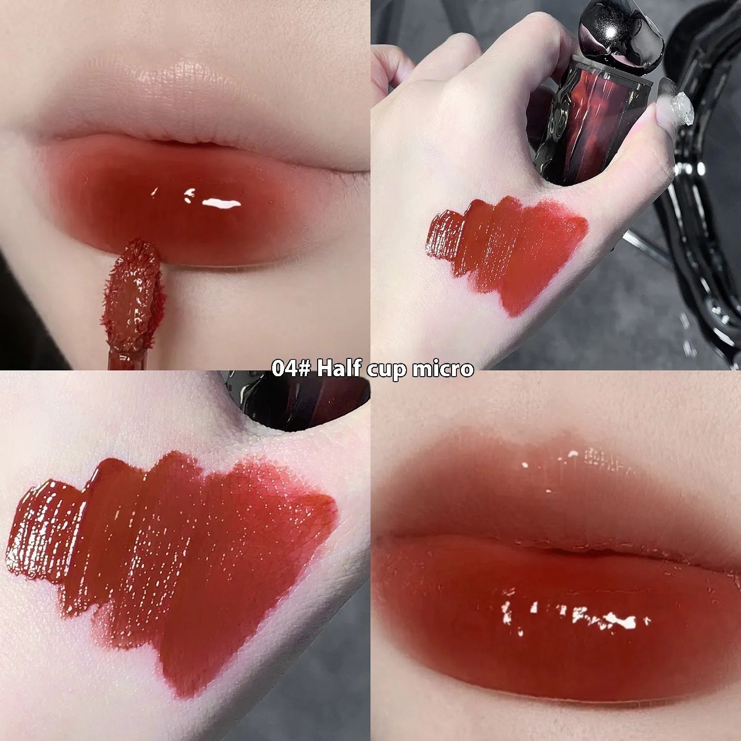 Glacier Lava mirror lip gloss tube with built-in mirror, shown in one of seven available shade numbers.
