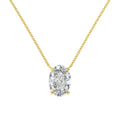 Sterling silver necklace with a geometric oval ice flower pendant in gold or platinum finish.
