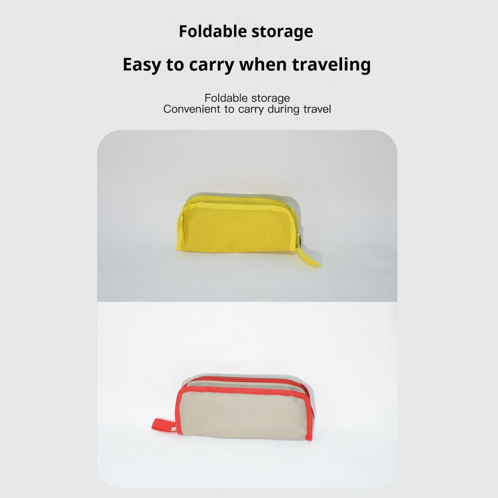 Lightweight foldable camp chair stool in Oxford cloth, shown in a khaki colour, folded into its compact pencil box shape.