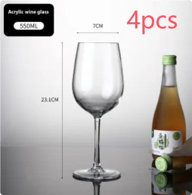 Clear acrylic wine glass with modern design showing 300ml and 550ml capacity options