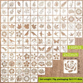 Milky white PET film stencils showing examples of 2-inch flower, animal, and letter designs.