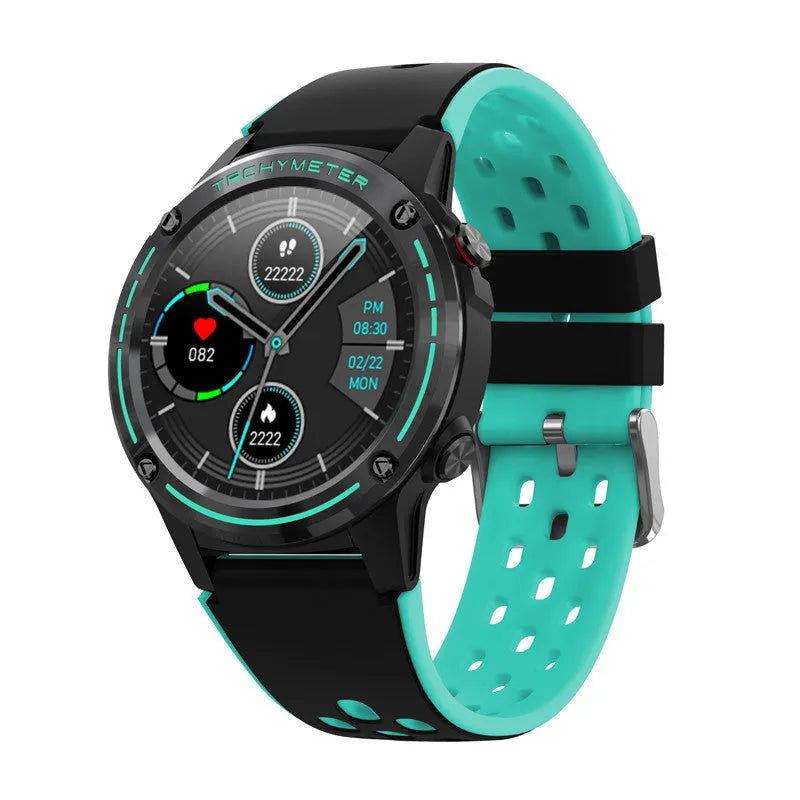 Simple outdoor sports smart watch with 1.3 inch touch screen and silicone strap in blue black silver grey green colours