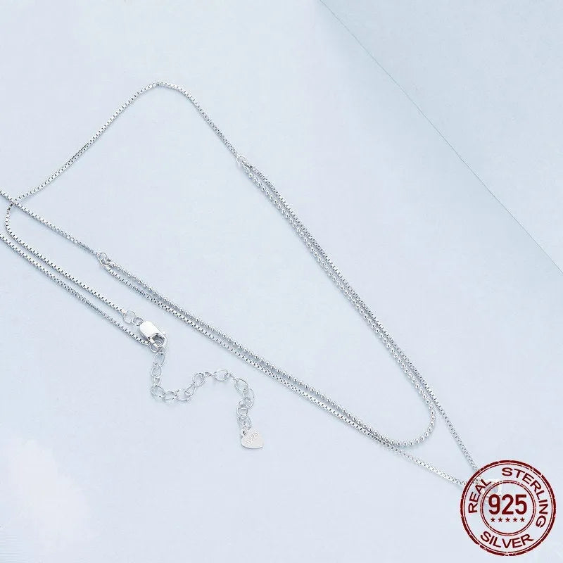 S925 sterling silver double-layer pearl chain necklace for women
