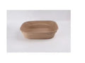 Brown disposable biodegradable cat litter box showing its three available size dimensions.