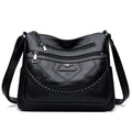 Soft PU leather women's shoulder bag in horizontal square design with crossbody strap