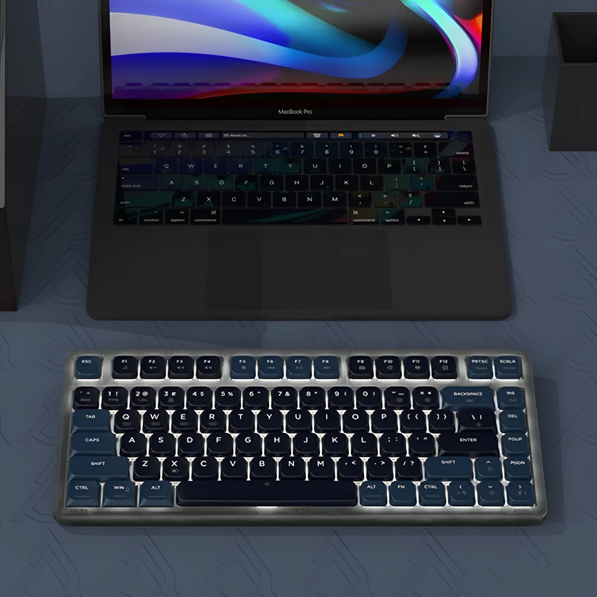 AJAZZ AK832PRO green mechanical keyboard with RGB backlighting on a desk