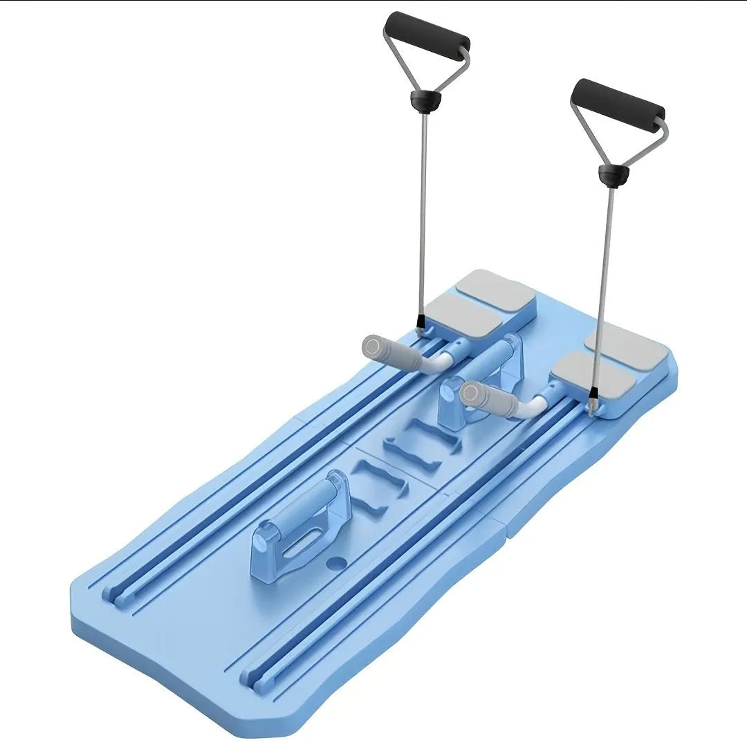Multifunctional wheeled supine fitness board in blue foldable design