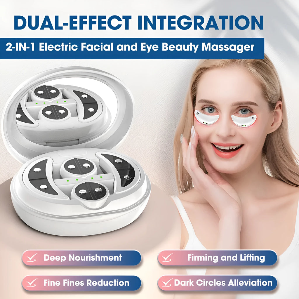 White wireless red light eye massager device with facial mask design for EMS therapy