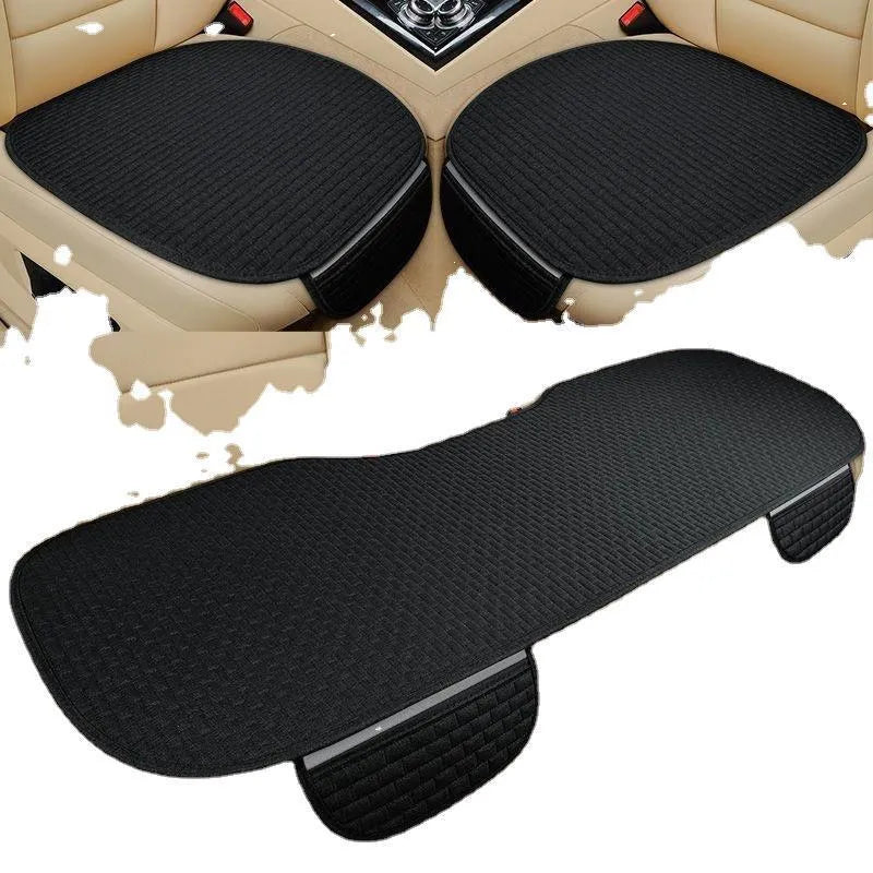 Linen car cushion in choice of three colours with hemmed edges for vehicle seating