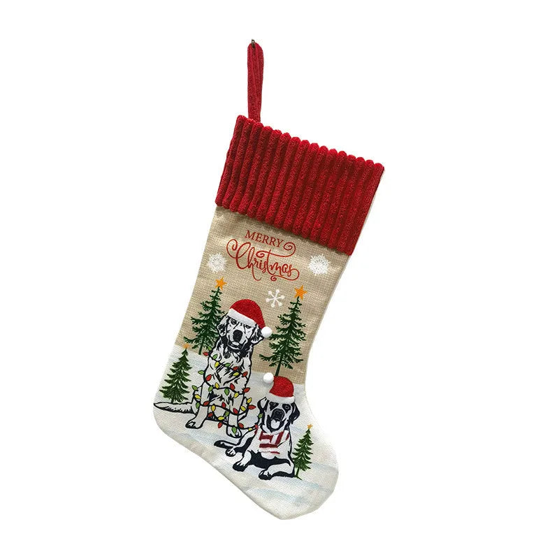 Cloth Christmas tree pendant ornament with pet and gift motifs measuring 46 by 28 centimetres