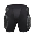Black cycling hip protection pants with foam padding in sizes S, M, L, XL