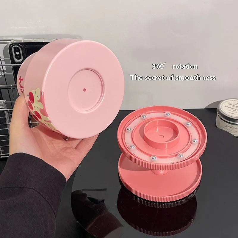 Japanese style rotating lid cosmetic brush barrel with 18L capacity in beige colour