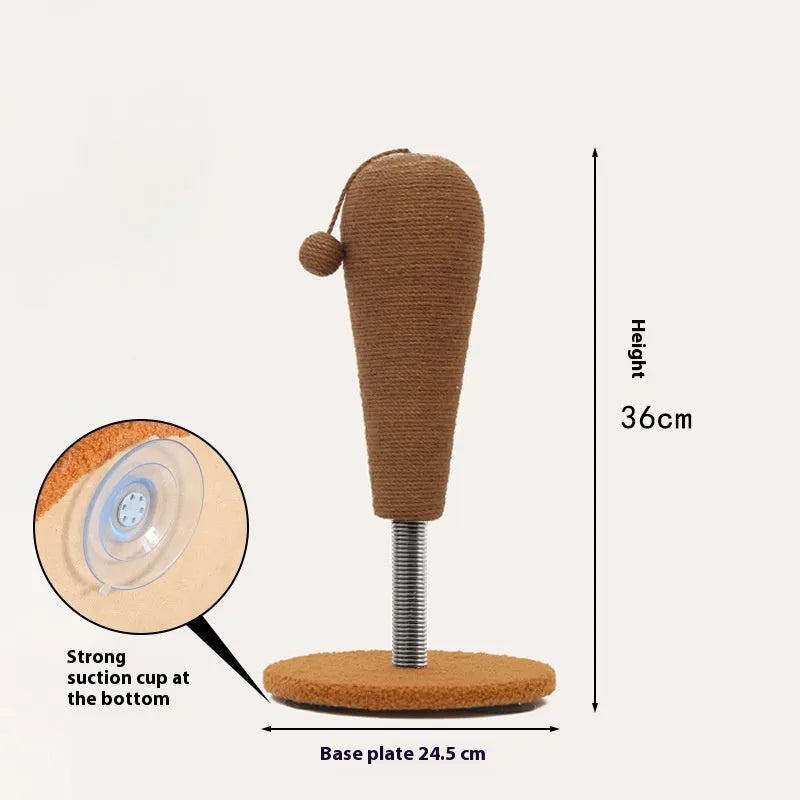 Cat scratching post with hemp rope texture and removable self-grooming component in large and small sizes