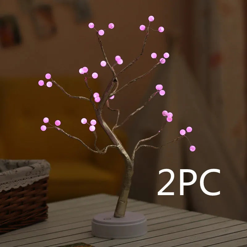 USB-powered Christmas tree light with touch control and 108 LED lights in festive decoration setting