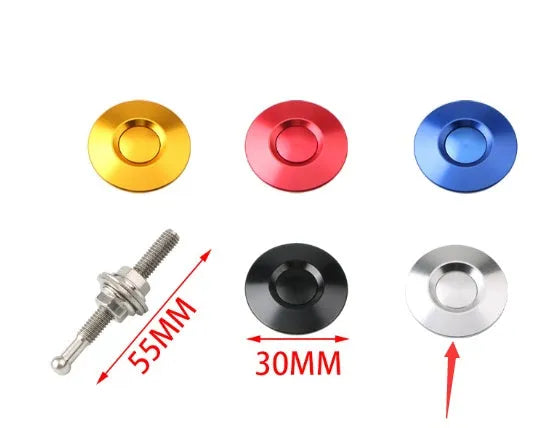 30mm diameter aluminium car engine cover lock in silver, black, gold, blue, and red colour options
