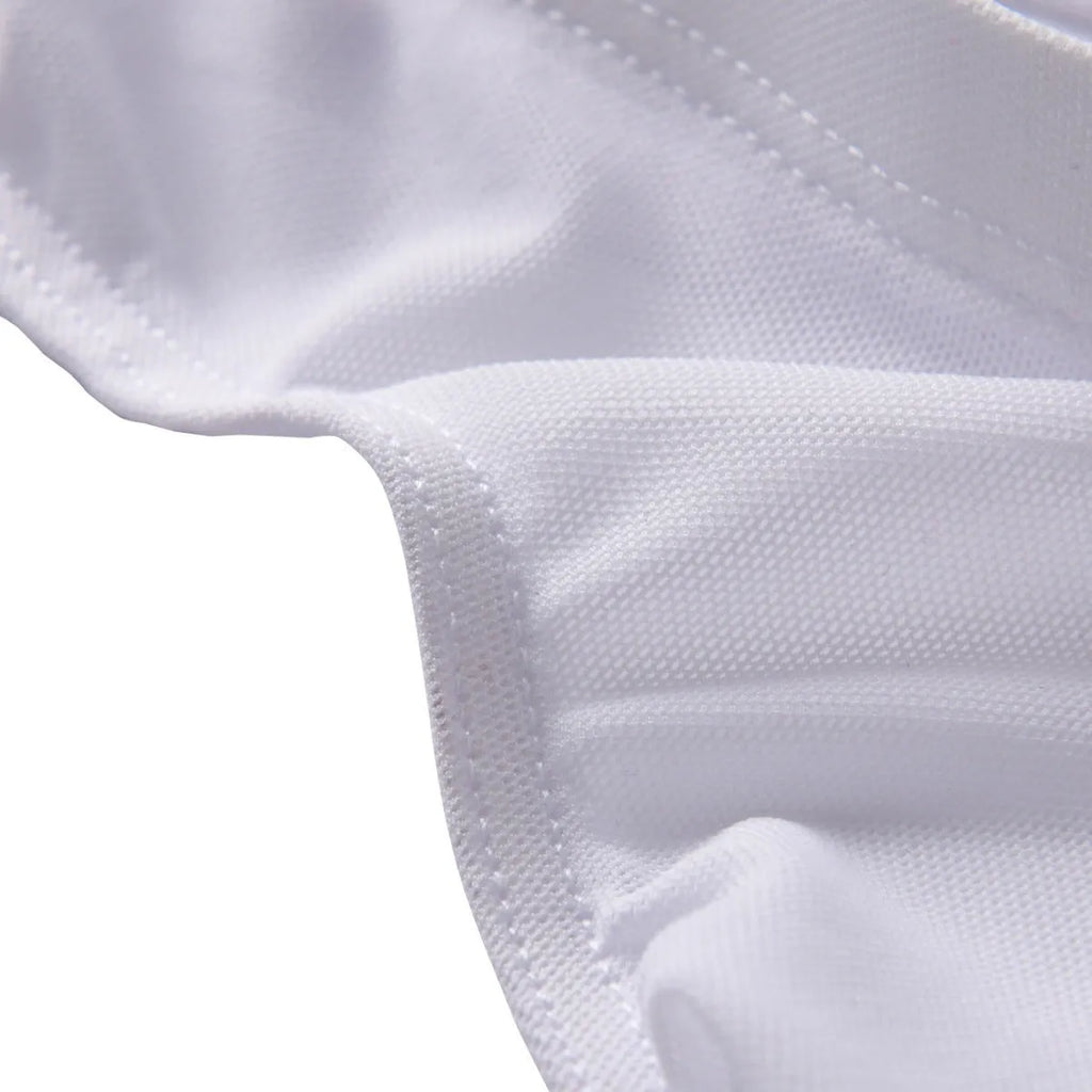 Men's black ice silk triangle briefs with mid waist design showing quick-drying nylon fabric texture