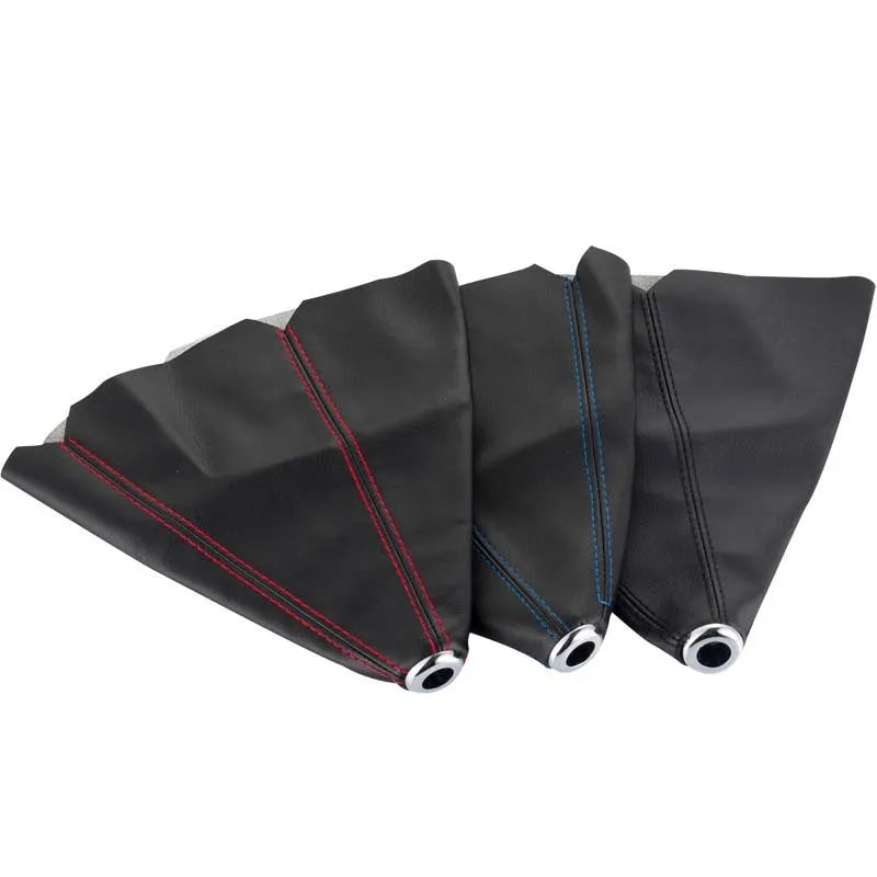 Black PU leather gear cover fitted on General Motors vehicle gear stick