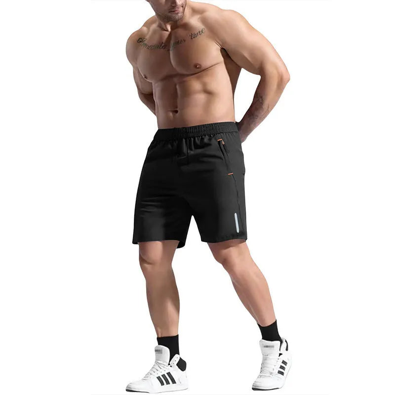 Men's grey bamboo fibre sports shorts with an elastic drawstring waistband.