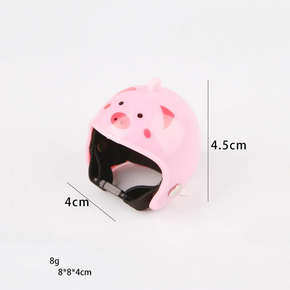 Small pet safety helmet for chickens and birds with adjustable elastic bands