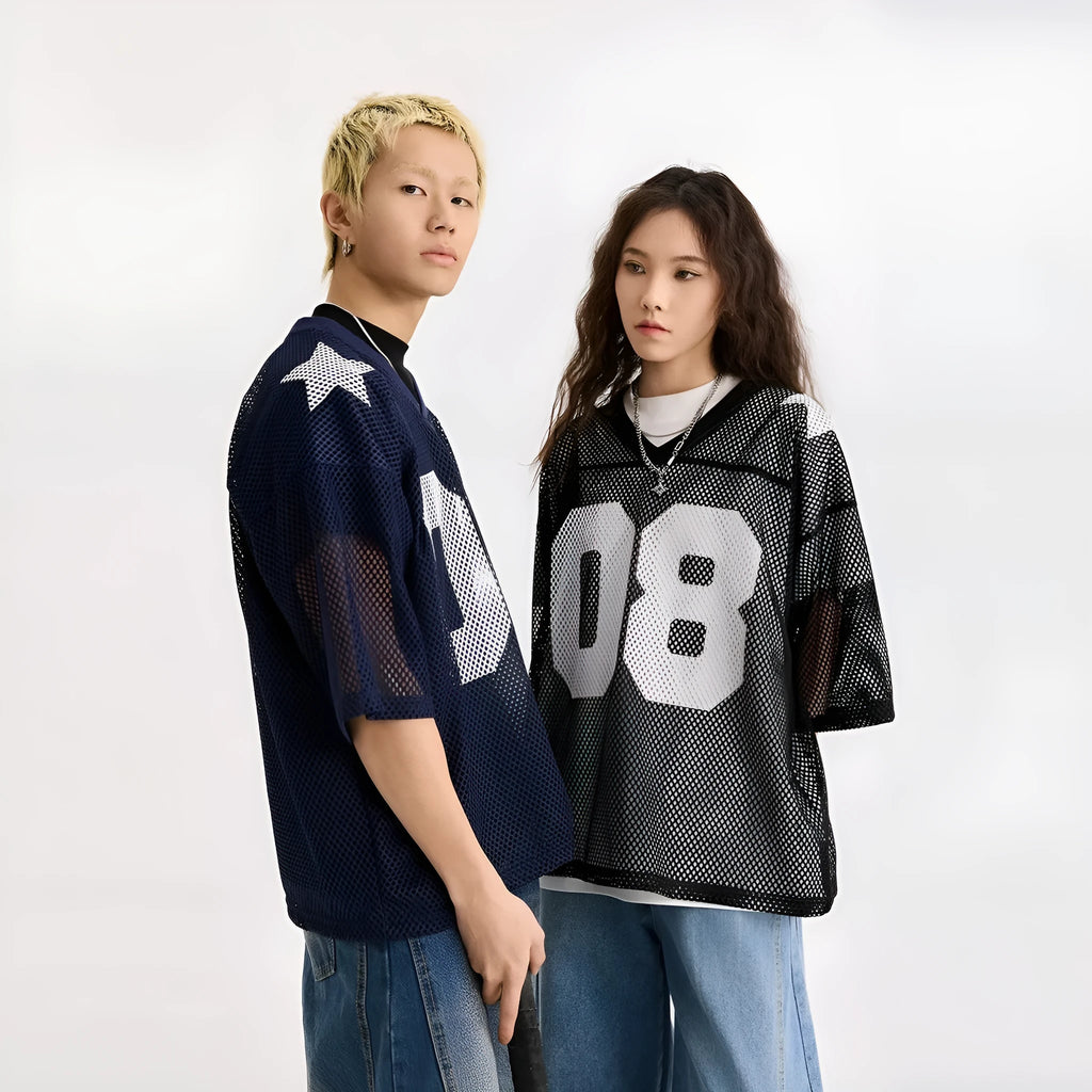 Black half sleeve shirt with letter pattern, loose pullover style, short sleeves