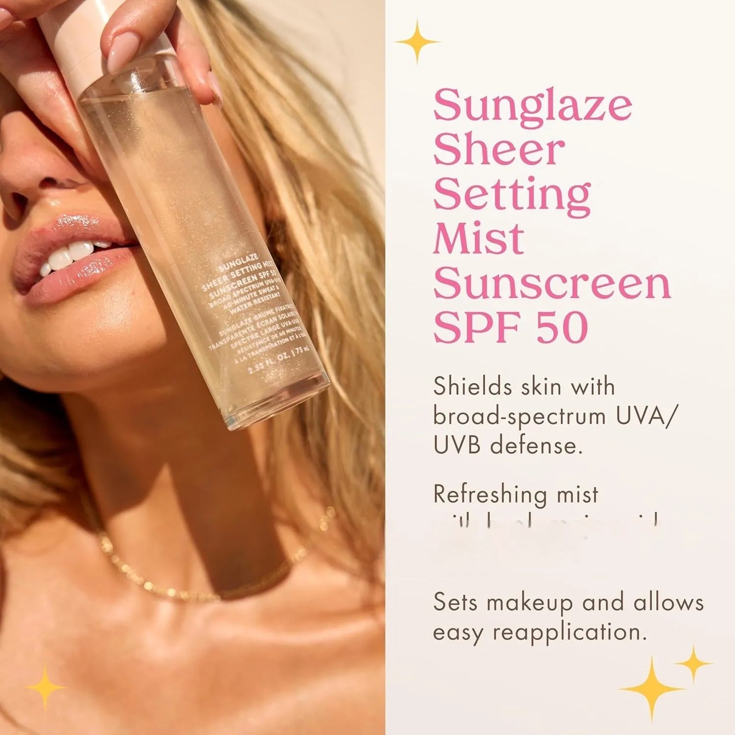 75ml makeup moisturising and setting spray bottle with spray nozzle.