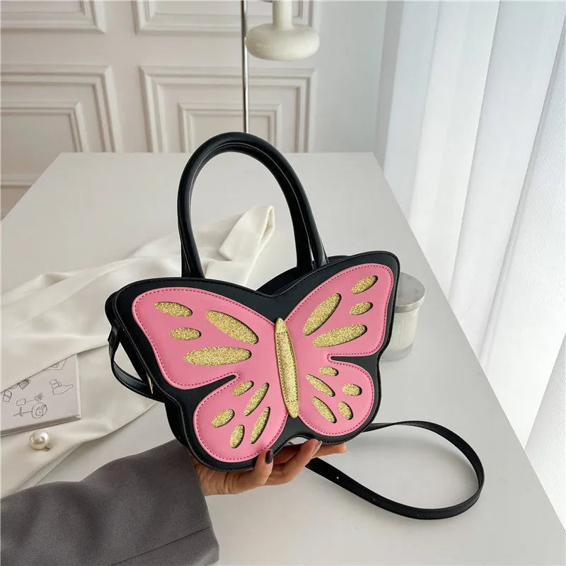 Square PU leather crossbody bag with contrast colour detail in casual style