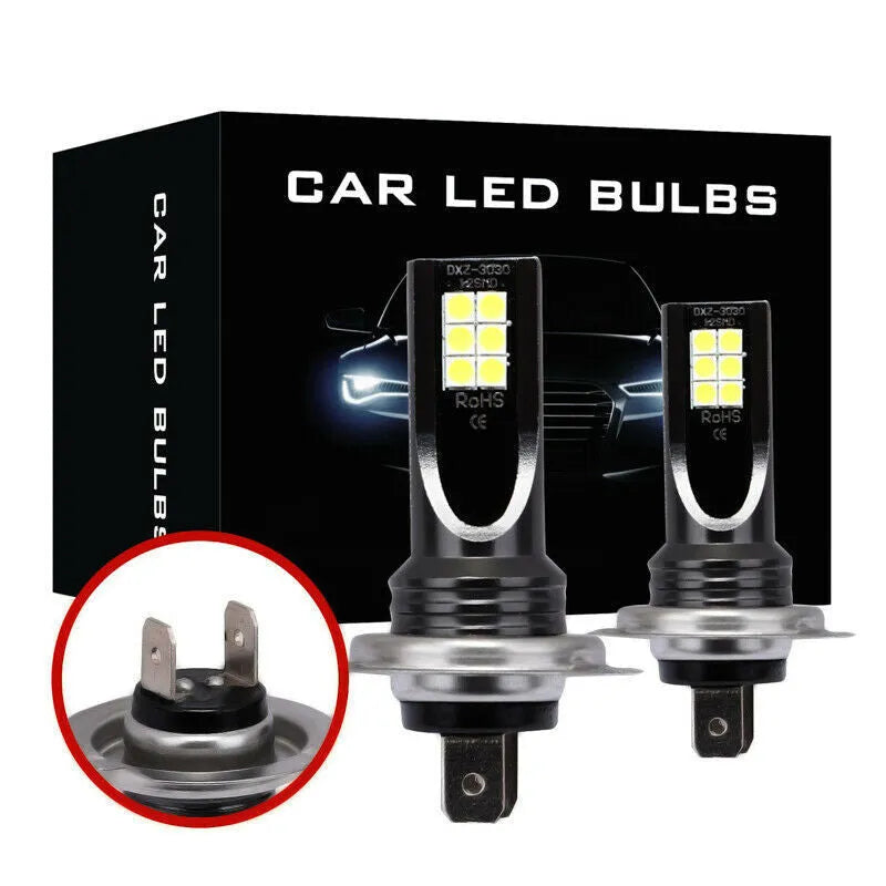 H7 110W LED fog light bulb with white aluminium housing and 12 SMD LEDs visible.