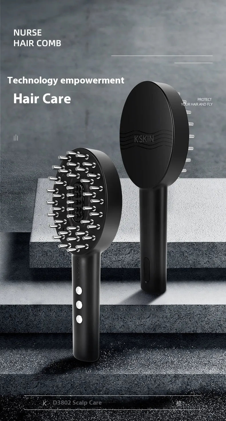 Handheld scalp massager device in KD3802 Black colour with charging cable.