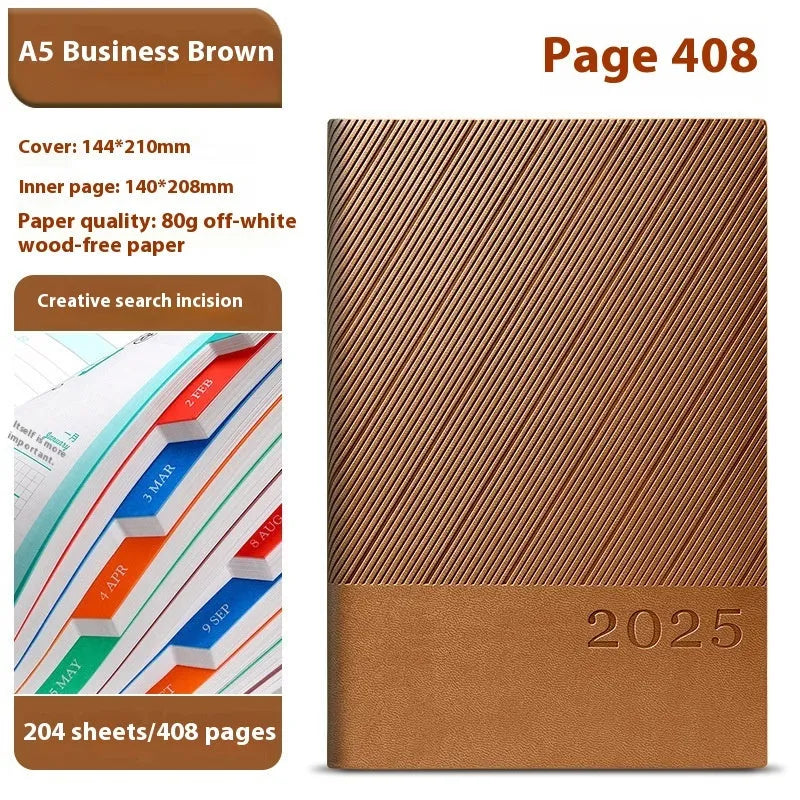Office thick notepad with striped PU leather cover showing bean green colour option