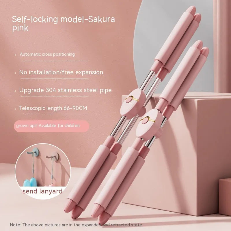 Children's adjustable length open back yoga stick in pink or blue for posture correction