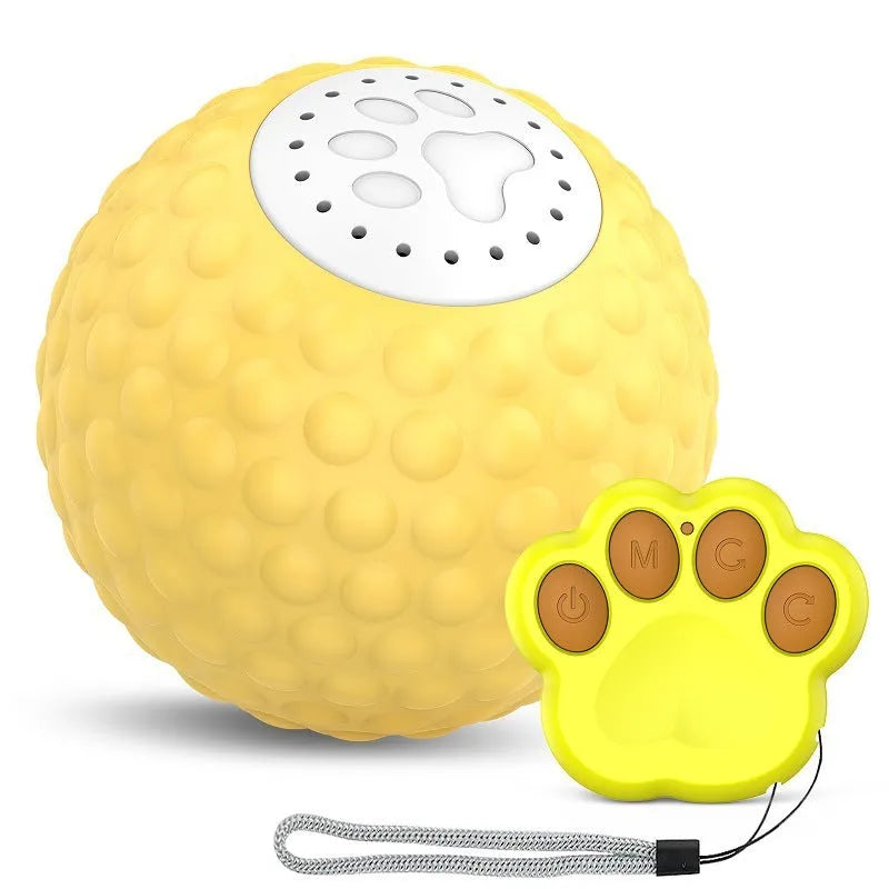 Remote control cat toy ball in blue, green or yellow colours with wireless controller