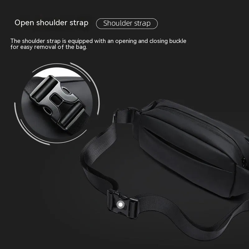 Black Oxford cloth messenger bag for men with one-shoulder strap design.