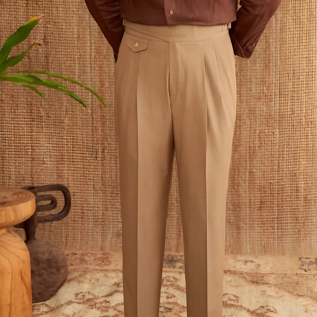 Slim fit men's business trousers in polyester fabric for wrinkle-resistant professional wear