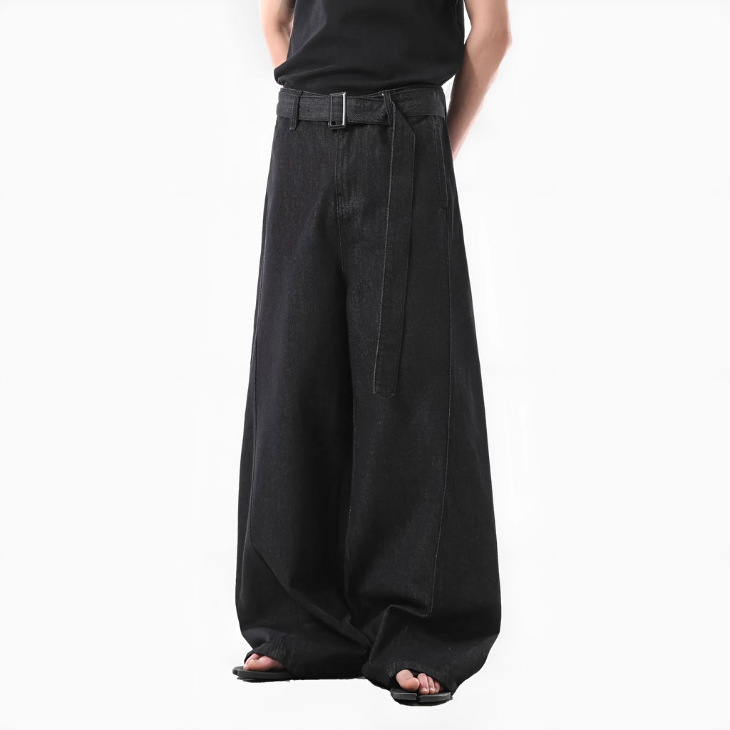 Women's black gold high waist straight leg denim jeans on a hanger.