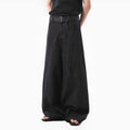 Women's black gold high waist straight leg denim jeans on a hanger.