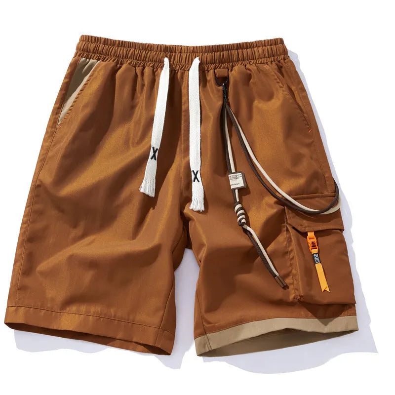 Men's plus size bamboo fibre shorts in a straight-leg cropped style, shown in coffee colour.