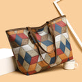Blue brown women's PVC handbag with sandwich pocket design for business and travel