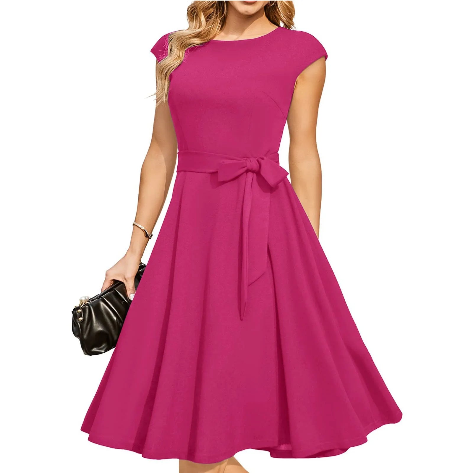 Sleeveless lace-up waist-tight party dress with oversized swing skirt in twisted silk fabric